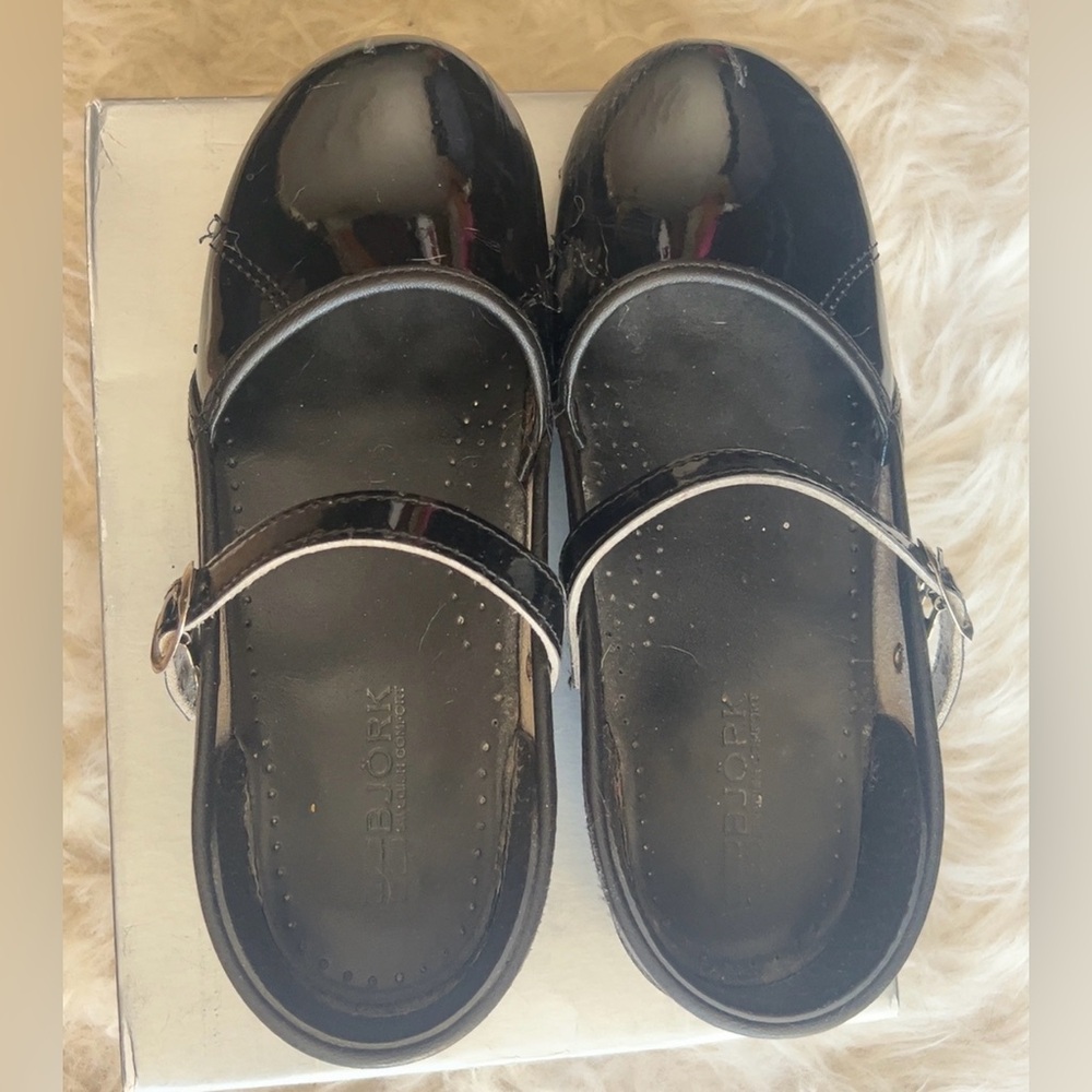 Bjork  | Women's Mary Jane Patent Leather Clogs Orthotic Size 7 Shoes Sweden - Picture 7 of 11